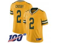 #2 Limited Mason Crosby Gold Football Men's Jersey Green Bay Packers Rush Vapor Untouchable 100th Season