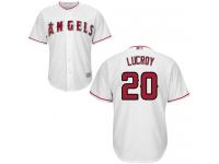 #20  Jonathan Lucroy White Baseball Home Youth Jersey Los Angeles Angels of Anaheim Cool Base