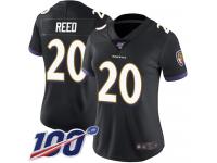 #20 Limited Ed Reed Black Football Alternate Women's Jersey Baltimore Ravens Vapor Untouchable 100th Season