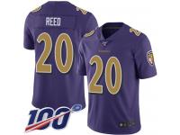 #20 Limited Ed Reed Purple Football Men's Jersey Baltimore Ravens Rush Vapor Untouchable 100th Season