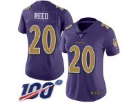 #20 Limited Ed Reed Purple Football Women's Jersey Baltimore Ravens Rush Vapor Untouchable 100th Season