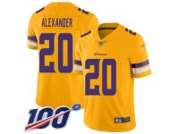 #20 Limited Mackensie Alexander Gold Football Men's Jersey Minnesota Vikings Inverted Legend 100th Season