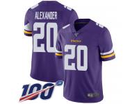#20 Limited Mackensie Alexander Purple Football Home Men's Jersey Minnesota Vikings Vapor Untouchable 100th Season