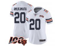 #20 Limited Prince Amukamara White Football Women's Jersey Chicago Bears 100th Season