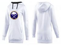 2015 NHL Buffalo Sabres Women Long White Pullover Hoodie