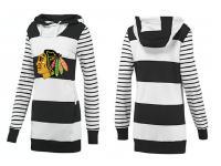 2015 NHL Chicago Blackhawks Women Long White-Black Pullover Hoodie