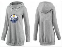 2015 NHL Edmonton Oilers Women Long Dark Grey Pullover Hoodie