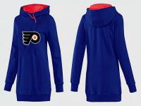 2015 NHL Philadelphia Flyers Women Long Blue Pullover Hoodie