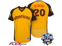2016 MLB All-Star American Texas Rangers Ian Desmond #20 Yellow Men Run Derby Flex Base Jersey