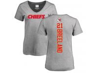 #21 Bashaud Breeland Ash Football Backer V-Neck Women's Kansas City Chiefs T-Shirt