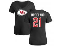 #21 Bashaud Breeland Black Football Name & Number Logo Slim Fit Women's Kansas City Chiefs T-Shirt