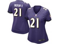 #21 Game Mark Ingram II Purple Football Home Women's Jersey Baltimore Ravens