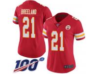#21 Limited Bashaud Breeland Red Football Home Women's Jersey Kansas City Chiefs Vapor Untouchable 100th Season