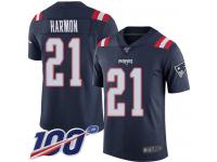 #21 Limited Duron Harmon Navy Blue Football Men's Jersey New England Patriots Rush Vapor Untouchable 100th Season