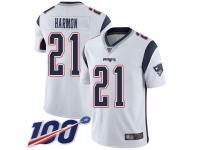 #21 Limited Duron Harmon White Football Road Youth Jersey New England Patriots Vapor Untouchable 100th Season