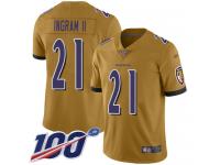 #21 Limited Mark Ingram II Gold Football Youth Jersey Baltimore Ravens Inverted Legend 100th Season