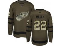 #22 Adidas Authentic Wade Megan Men's Green NHL Jersey - Detroit Red Wings Salute to Service