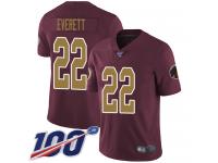 #22 Limited Deshazor Everett Burgundy Red Football Alternate Youth Jersey Washington Redskins Vapor Untouchable 100th Season 80th Anniversary
