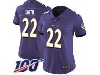#22 Limited Jimmy Smith Purple Football Home Women's Jersey Baltimore Ravens Vapor Untouchable 100th Season