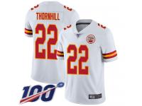 #22 Limited Juan Thornhill White Football Road Youth Jersey Kansas City Chiefs Vapor Untouchable 100th Season
