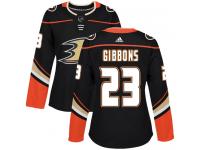 #23 Adidas Authentic Brian Gibbons Women's Black NHL Jersey - Home Anaheim Ducks
