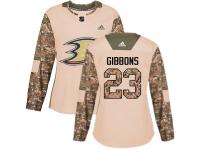 #23 Adidas Authentic Brian Gibbons Women's Camo NHL Jersey - Anaheim Ducks Veterans Day Practice