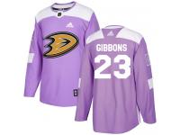 #23 Adidas Authentic Brian Gibbons Youth Purple NHL Jersey - Anaheim Ducks Fights Cancer Practice