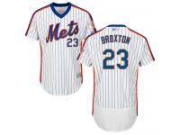 #23 Authentic Keon Broxton Men's White Baseball Jersey - Alternate New York Mets Flex Base