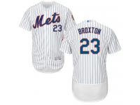 #23 Authentic Keon Broxton Men's White Baseball Jersey - Home New York Mets Flex Base