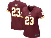 #23 Game Bryce Love Burgundy Red Football Home Women's Jersey Washington Redskins