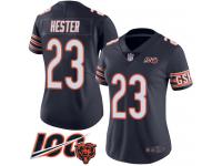 #23 Limited Devin Hester Navy Blue Football Home Women's Jersey Chicago Bears 100th Season