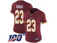 #23 Limited Quinton Dunbar Burgundy Red Football Home Women's Jersey Washington Redskins Vapor Untouchable 100th Season