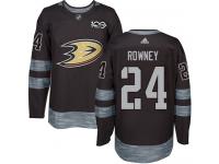 #24 Adidas Authentic Carter Rowney Men's Black NHL Jersey - Anaheim Ducks 1917-2017 100th Anniversary