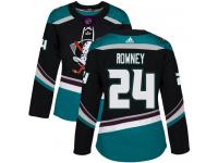 #24 Adidas Authentic Carter Rowney Women's Black Teal NHL Jersey - Alternate Anaheim Ducks