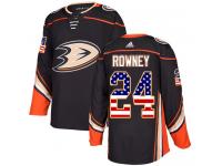 #24 Adidas Authentic Carter Rowney Youth Black NHL Jersey - Anaheim Ducks USA Flag Fashion