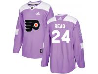 #24 Authentic Matt Read Purple Adidas NHL Men's Jersey Philadelphia Flyers Fights Cancer Practice