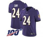#24 Limited Brandon Carr Purple Football Home Youth Jersey Baltimore Ravens Vapor Untouchable 100th Season