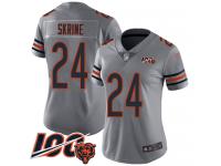 #24 Limited Buster Skrine Silver Football Women's Jersey Chicago Bears Inverted Legend Vapor Rush 100th Season