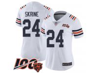#24 Limited Buster Skrine White Football Women's Jersey Chicago Bears 100th Season