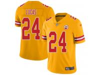 #24 Limited Jordan Lucas Gold Football Youth Jersey Kansas City Chiefs Inverted Legend Vapor Rush