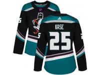 #25 Adidas Authentic Ondrej Kase Women's Black Teal NHL Jersey - Alternate Anaheim Ducks