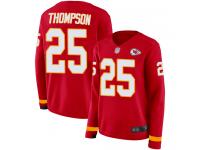 #25 Limited Darwin Thompson Red Football Women's Jersey Kansas City Chiefs Therma Long Sleeve