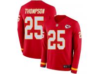 #25 Limited Darwin Thompson Red Football Youth Jersey Kansas City Chiefs Therma Long Sleeve