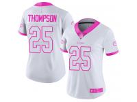 #25 Limited Darwin Thompson White Pink Football Women's Jersey Kansas City Chiefs Rush Fashion