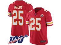 #25 Limited LeSean McCoy Red Football Home Youth Jersey Kansas City Chiefs Vapor Untouchable 100th Season