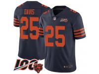 #25 Limited Mike Davis Navy Blue Football Men's Jersey Chicago Bears Rush Vapor Untouchable 100th Season