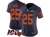 #25 Limited Mike Davis Navy Blue Football Women's Jersey Chicago Bears Rush Vapor Untouchable 100th Season