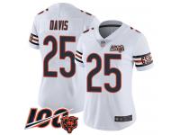 #25 Limited Mike Davis White Football Road Women's Jersey Chicago Bears Vapor Untouchable 100th Season
