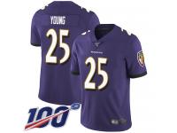 #25 Limited Tavon Young Purple Football Home Men's Jersey Baltimore Ravens Vapor Untouchable 100th Season