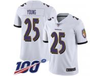 #25 Limited Tavon Young White Football Road Men's Jersey Baltimore Ravens Vapor Untouchable 100th Season